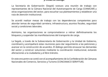 CANACAR retira protestas tras reunión con SEGOB