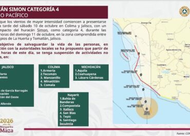 Jalisco, Colima, Michoacán y Nayarit suspenden actividades ante la llegada del huracán Simón